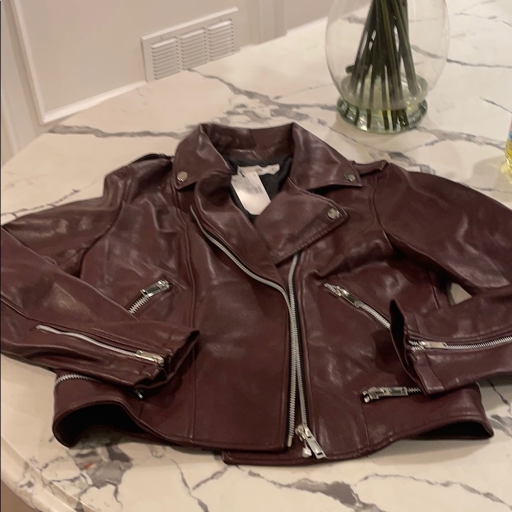 MNG CASUAL LEATHER MOTO JACKET large